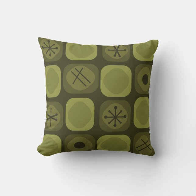 Coussin 1950 Mod Art Soft Cubes Olive Green (Recto)