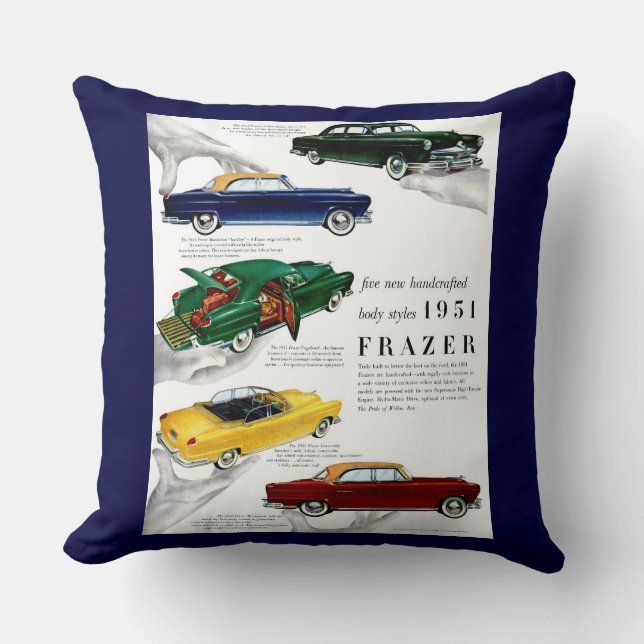 Coussin 1951 Frazer automobile et impression (Recto)