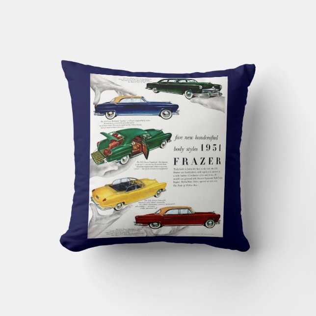 Coussin 1951 Frazer automobile et impression (Recto)
