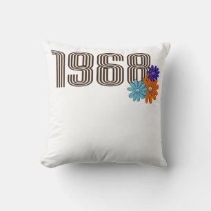 Coussin 1968 Hippie Panneau de Paix Fleur Orange Aqua Purp