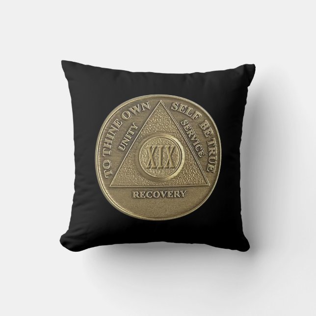 Coussin 19 ans NOM PERSONNALISÉ Sober Anniversaire Pièce (Recto)