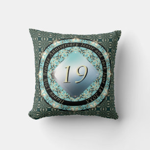 Coussin 19e anniversaire du Mariage médaillon d'aquamarine