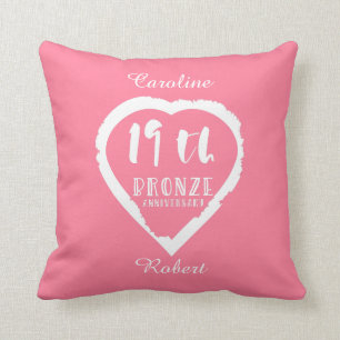 Coussin 19e anniversaire Mariage de bronze traditionnel