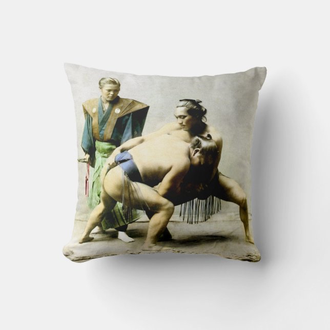 Coussin 19ème C. Lutteurs japonais (Recto)
