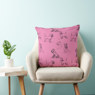 Coussin 1-5 Schnauzer Line Art Motif 001 Rose
