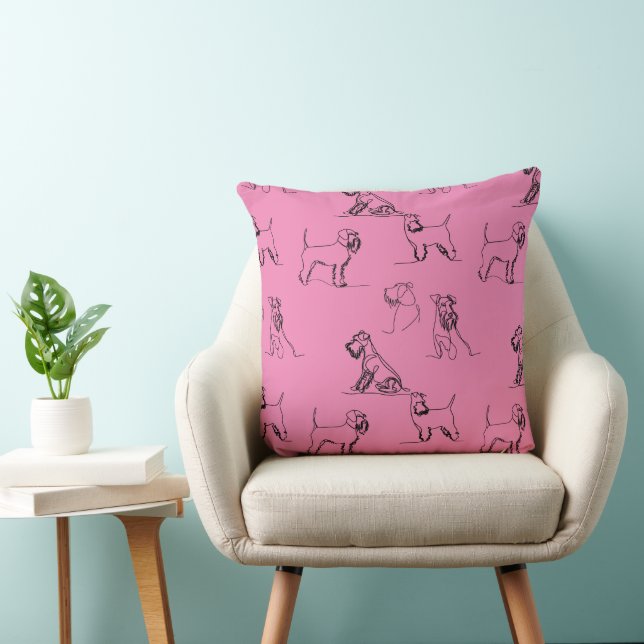 Coussin 1-5 Schnauzer Line Art Motif 001 Rose (Chaise)