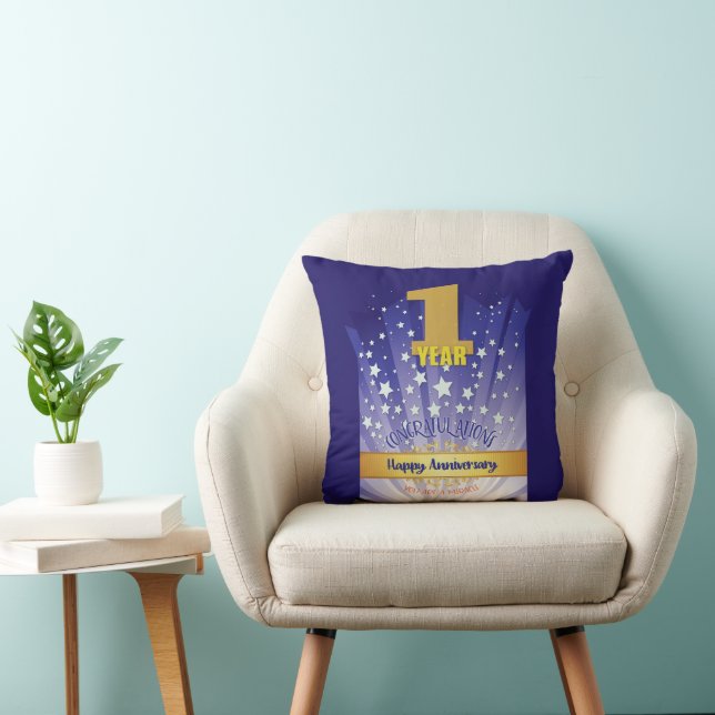 Coussin 1 an NOM PERSONNALISÉ 12 étape Anniversaire Numéro (Chaise)