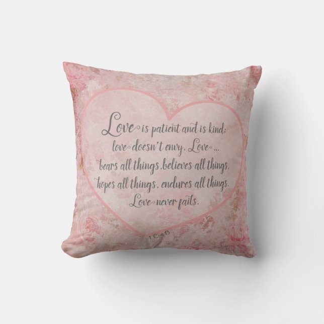 Coussin 1 Cor. 13 - L'amour est patient, gentil, ne jamais (Recto)