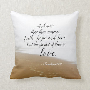 Coussin 1 Corinthiens 13:13 Foi Espérance Amour, Verset Bi