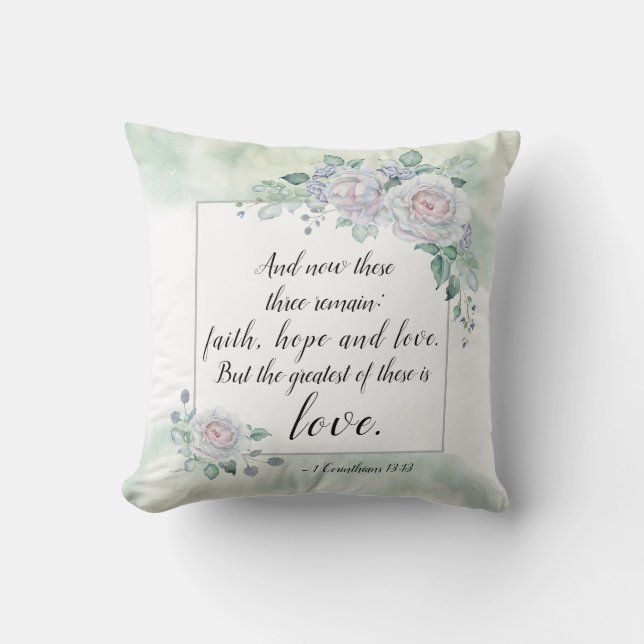 Coussin 1 Corinthiens 13:13 Foi Espérance Amour, Verset bi (Recto)