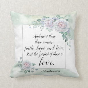 Coussin 1 Corinthiens 13:13 Foi Espérance Amour, Verset bi
