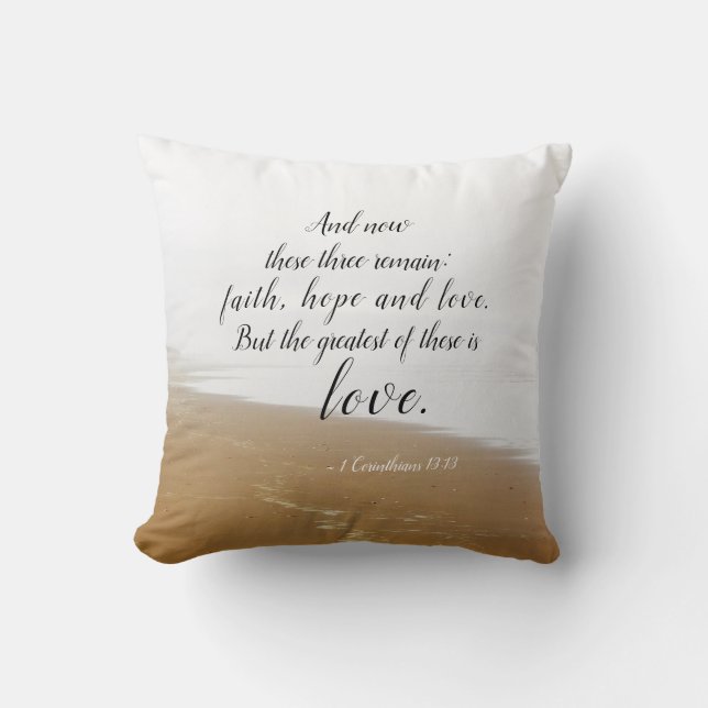 Coussin 1 Corinthiens 13:13 Foi Espoir Amour, Bible Verse  (Recto)