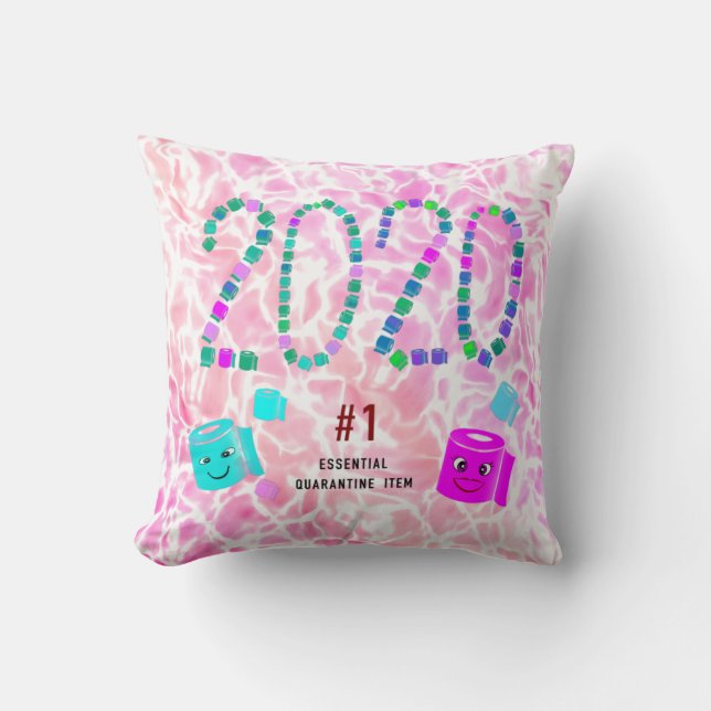 Coussin #1 Élément de quarantaine essentiel en rose (Recto)