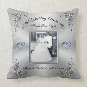 Coussin 1 ou 2 Photo Cadeaux d'anniversaire de 60 ans pour