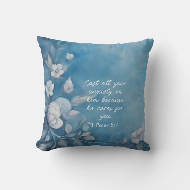 Coussin 1 Pierre 5:7 Image de verset biblique (Recto)