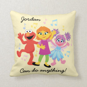 Coussin 1, rue Sésame   Julia, Elmo et Abby dansent