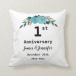 Coussin 1er anniversaire Mariage Noms et année personnalis<br><div class="desc">1er Mariage Anniversaire Coussin de fleurs avec des noms personnalisés et l'année,  une année de mariage cadeau pour un couple,  1er mariage anniversaire Noël Coussin personnalisé 2021,  1er anniversaire idées cadeaux pour un couple Coussin</div>