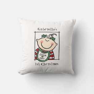 Coussin 1er Noël de bébé sur mesure visage de la peau clai