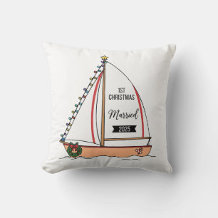 Coussin 1er Noël Mariés 2025   Mignon Thème Marin