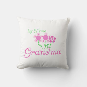 Coussin 1ère fois Grandma Fleurs roses cadeaux