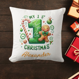 Coussin 1ère photo de Noël Candy Cane Gingerbread
