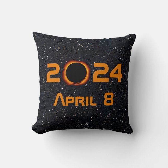 Coussin 2024 Éclipse solaire totale Date Ciel étoilé (Recto)
