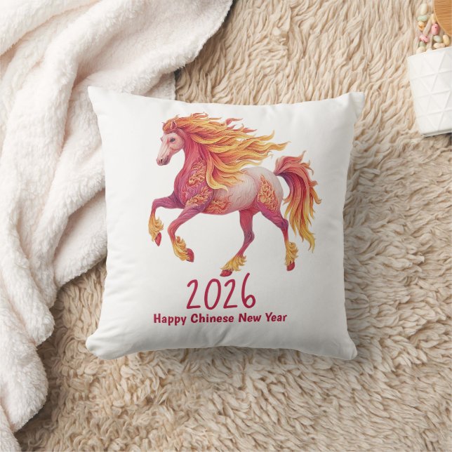 Coussin 2026 Cheval Fougueux – Bonne Année Chinoise (Couverture)