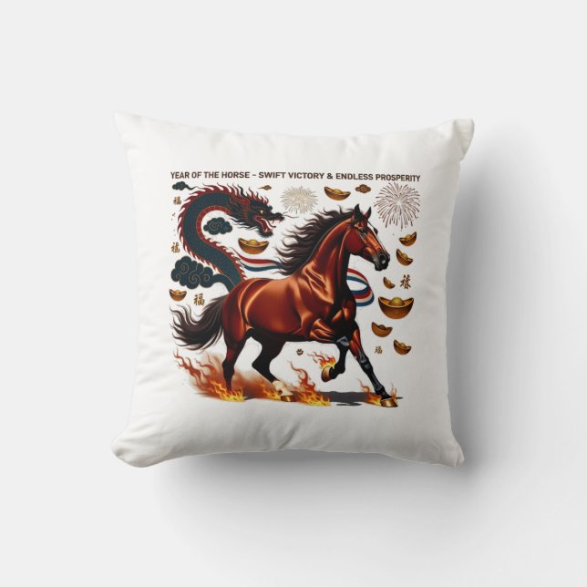 Coussin 2026 Year of the Horse Triumph, Lunar Zodiac Gift (Recto)