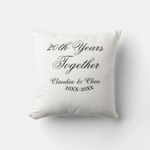 Coussin 20 ans ensemble anniversaire nom date année sim