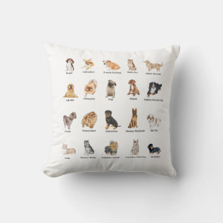 Coussin 20 chiens de races mignonnes
