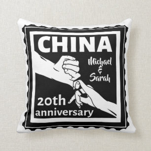 Coussin 20e anniversaire de mariage traditionnel chinois