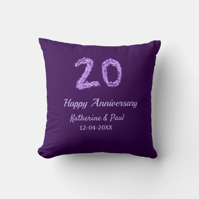 Coussin 20e heureux anniversaire ajouter nom du couple dat (Recto)