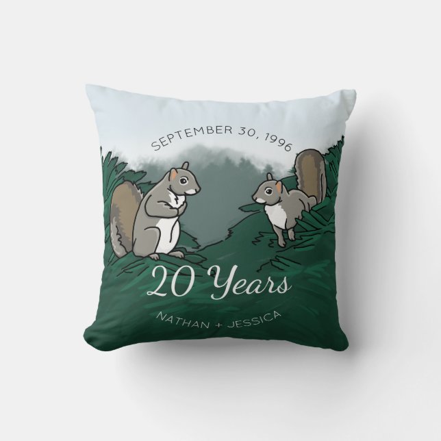 Coussin 20ème Écureuils d'anniversaire de mariage (Recto)