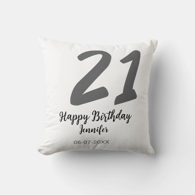 Coussin 21e anniversaire ajouter nom date année noire modè (Recto)
