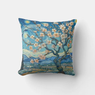 Coussin 21e Anniversaire crème bleu fleur amande