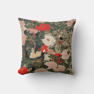 Coussin 22. 牡丹小禽図, pivoines de 若冲 et petits oiseaux,