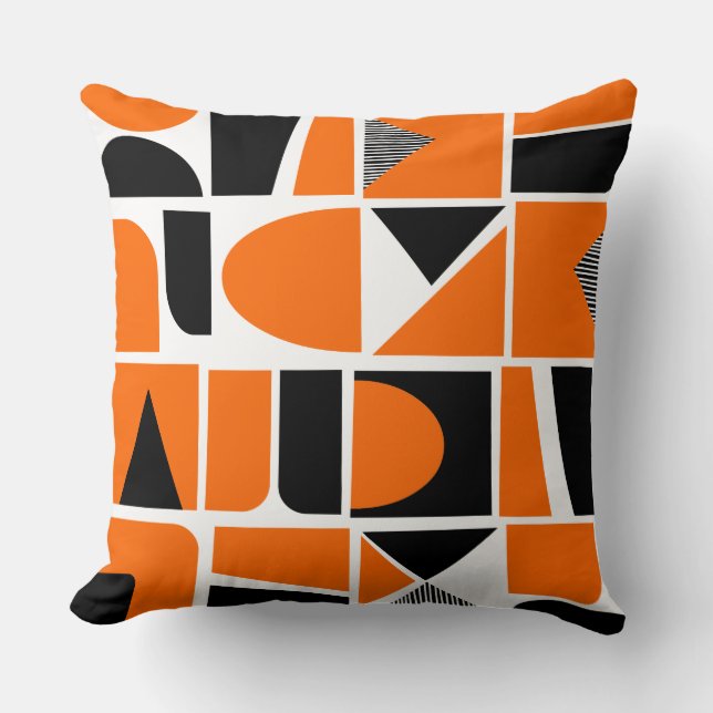 Coussin 230616 - Orange et Noir. (Recto)