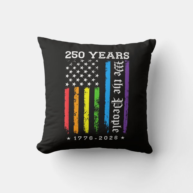 Coussin 250 Ans de Drapeau de Fierté LGBT Américain 250e A (Recto)