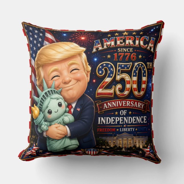 Coussin 250 Ans d'Indépendance Trump Statue de la Liberté (Recto)