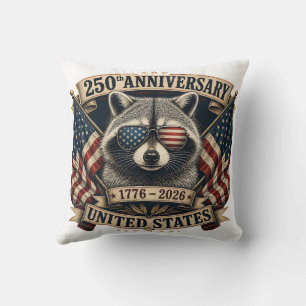 Coussin 250e anniversaire États-Unis Raton laveur Vintage 