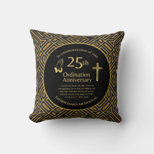 Coussin 25e anniversaire de l'Ordination personnalisée Prê