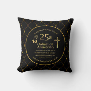 Coussin 25e anniversaire de l'Ordination personnalisée Prê