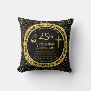 Coussin 25e anniversaire de l'Ordination personnalisée Prê