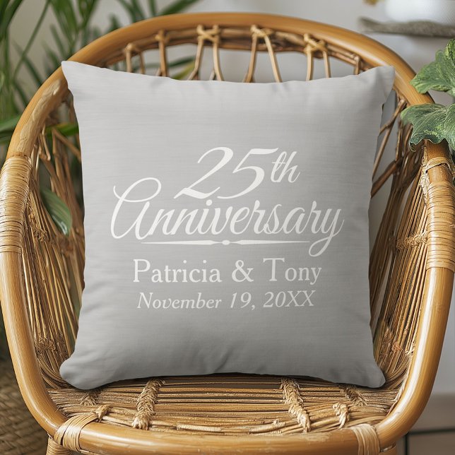 Coussin 25e Anniversaire de Mariage Personnalisé (Custom Anniversary Pillow)