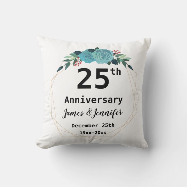Coussin 25e anniversaire du Mariage Noms et année personna (Recto)