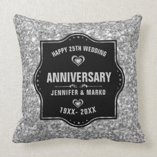 Coussin 25e anniversaire du Mariage Parties scintillant no