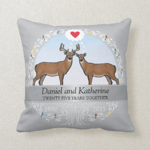Coussin 25e anniversaire du Mariage personnalisé, Buck & D