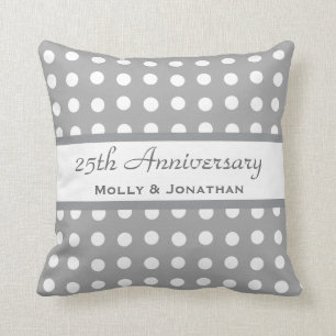 Coussin 25ème Pois B24 d'argent d'anniversaire de mariage