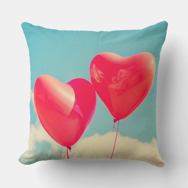 Coussin 2 Ballons en forme de coeur rouge brillant flottan (Recto)