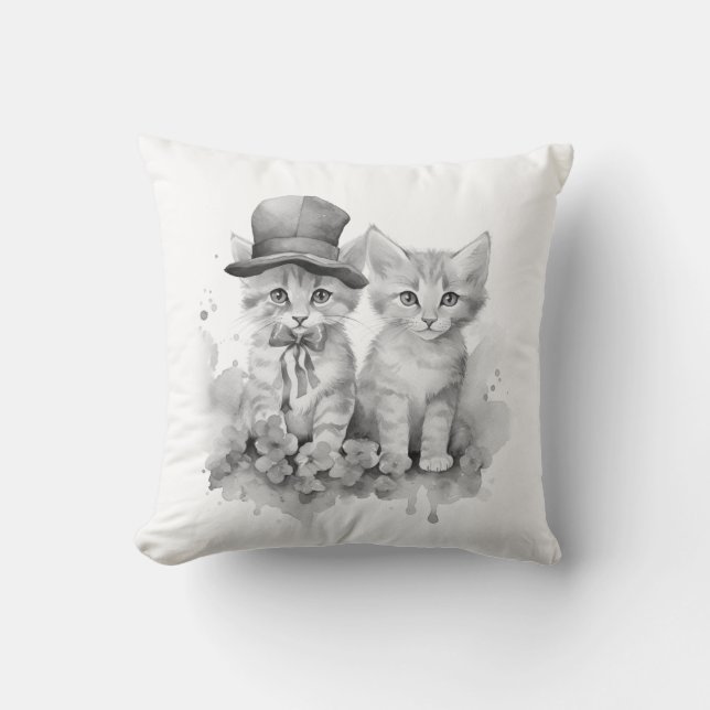 Coussin 2 chatons noirs et blancs (Recto)
